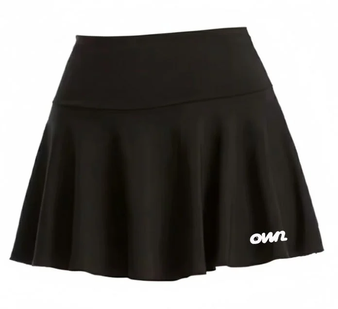 Women’s Sports High Waisted Skirt with Inside Pants in Black- Customizable