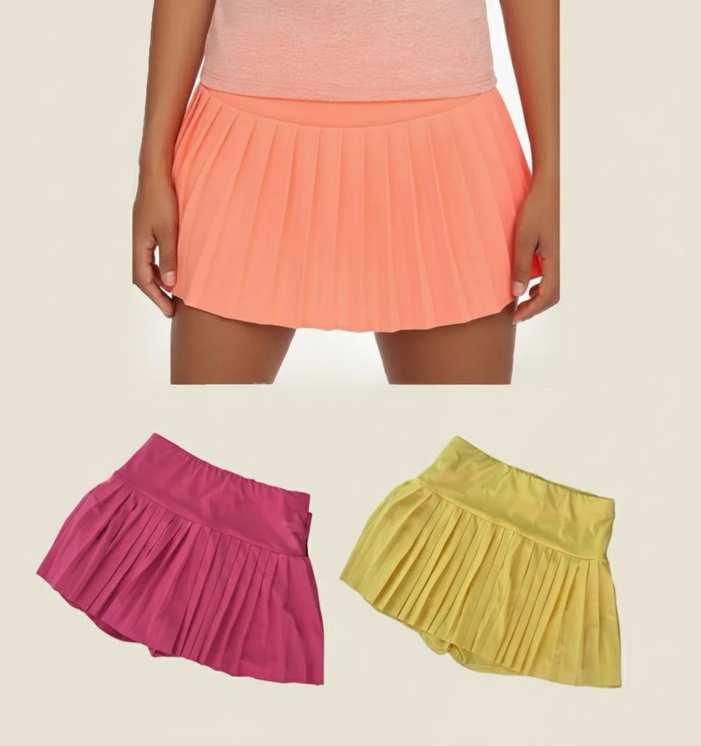 OWN Pleated Beach Tennis Skirt – Peach, Yellow & Pink – Customizable