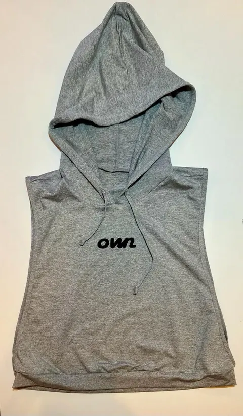 OWN Ladies Sleeveless Semi Crop Hoodie in Black & Gray– Customizable - foto 11