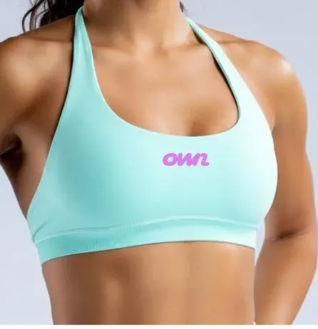 OWN Signature Halter Sports Bra + High-Waist Biker Short – Cyan – Customizable - foto 4