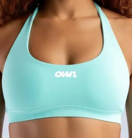 OWN Signature Halter Sports Bra + High-Waist Biker Short – Cyan – Customizable - foto 8