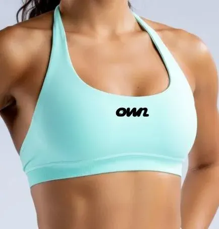 OWN Signature Halter Sports Bra + High-Waist Biker Short – Cyan – Customizable - foto 9