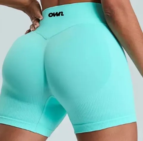 OWN Signature Halter Sports Bra + High-Waist Biker Short – Cyan – Customizable - foto 11