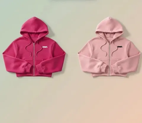 OWN Cropped Zip-Up Jacket – Dusty Pink & Pink – Customizable