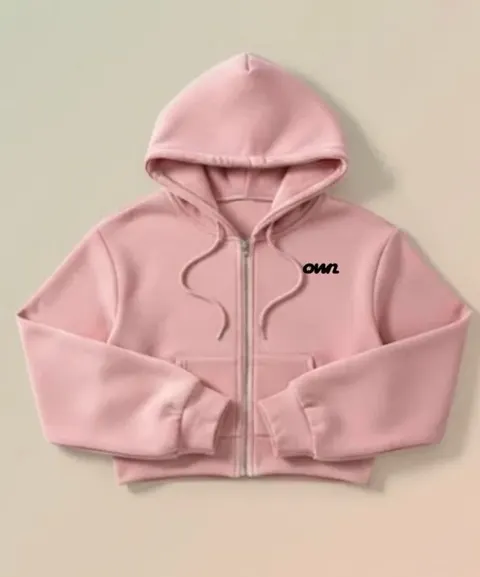 OWN Cropped Zip-Up Jacket – Dusty Pink & Pink – Customizable - foto 5