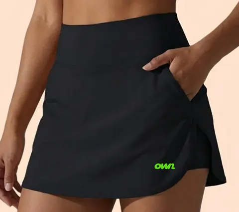 Women’s Poket Sports High Waisted Skirt with Inside Pants in Black- Customizable - foto 3