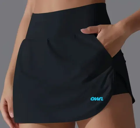 Women’s Poket Sports High Waisted Skirt with Inside Pants in Black- Customizable - foto 5